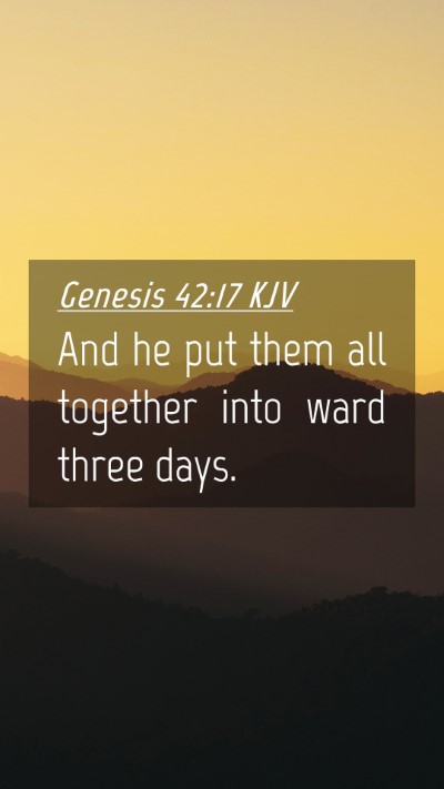 Picture 04 - Genesis 42:17 KJV Mobile Phone Wallpaper - And he put them all together into ward three - Mobile Bible Verse Wallpaper