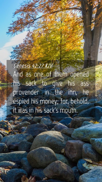 Picture 04 - Genesis 42:27 KJV Mobile Phone Wallpaper - And as one of them opened his sack to give his - Mobile Bible Verse Wallpaper