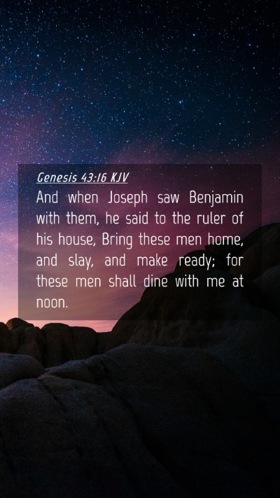 Picture 04 - Genesis 43:16 KJV Mobile Phone Wallpaper - And when Joseph saw Benjamin with them, he said - Mobile Bible Verse Wallpaper