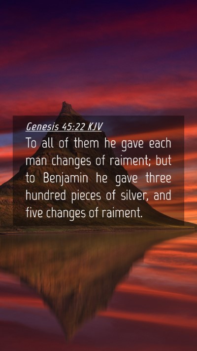Picture 04 - Genesis 45:22 KJV Mobile Phone Wallpaper - To all of them he gave each man changes of - Mobile Bible Verse Wallpaper