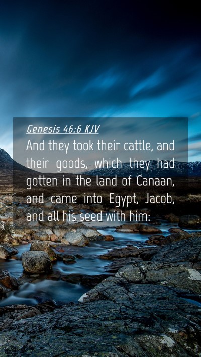 Picture 04 - Genesis 46:6 KJV Mobile Phone Wallpaper - And they took their cattle, and their goods, - Mobile Bible Verse Wallpaper