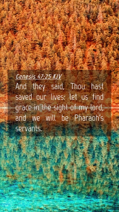 Picture 04 - Genesis 47:25 KJV Mobile Phone Wallpaper - And they said, Thou hast saved our lives: let us - Mobile Bible Verse Wallpaper