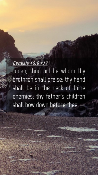 Picture 04 - Genesis 49:8 KJV Mobile Phone Wallpaper - Judah, thou art he whom thy brethren shall - Mobile Bible Verse Wallpaper