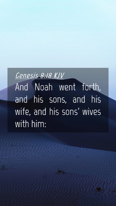 Picture 04 - Genesis 8:18 KJV Mobile Phone Wallpaper - And Noah went forth, and his sons, and his wife, - Mobile Bible Verse Wallpaper