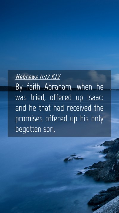 Picture 04 - Hebrews 11:17 KJV Mobile Phone Wallpaper - By faith Abraham, when he was tried, offered up - Mobile Bible Verse Wallpaper