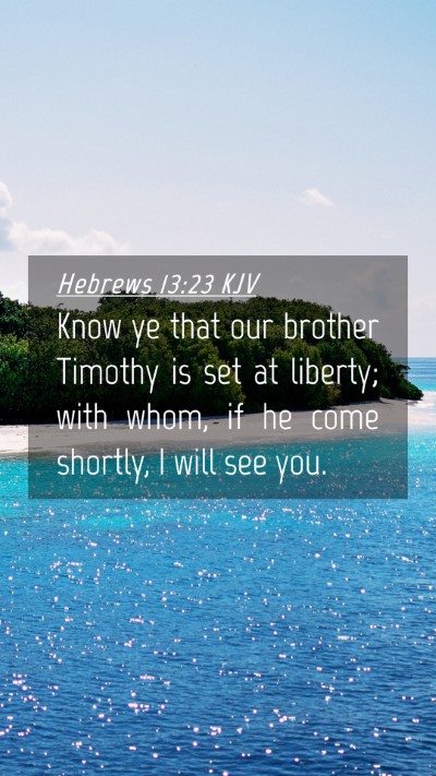 Picture 04 - Hebrews 13:23 KJV Mobile Phone Wallpaper - Know ye that our brother Timothy is set at - Mobile Bible Verse Wallpaper