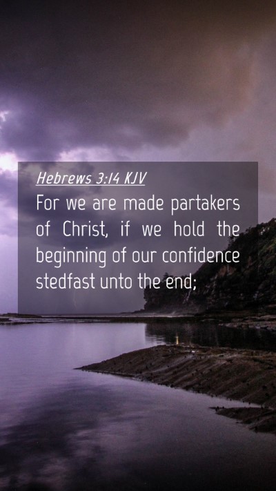 Picture 04 - Hebrews 3:14 KJV Mobile Phone Wallpaper - For we are made partakers of Christ, if we hold - Mobile Bible Verse Wallpaper