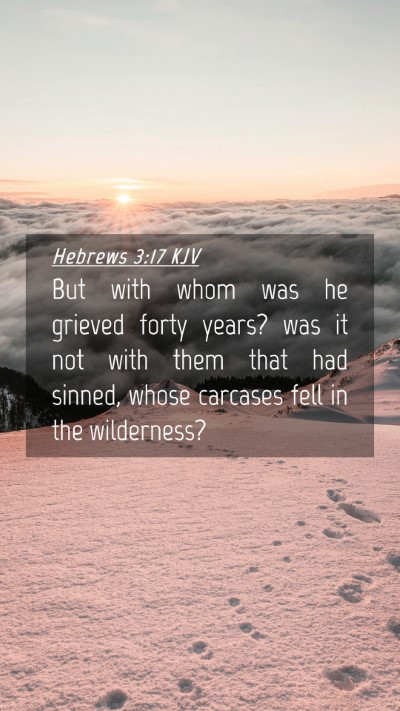 Picture 04 - Hebrews 3:17 KJV Mobile Phone Wallpaper - But with whom was he grieved forty years? was it - Mobile Bible Verse Wallpaper