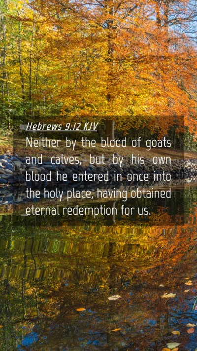 Picture 04 - Hebrews 9:12 KJV Mobile Phone Wallpaper - Neither by the blood of goats and calves, but by - Mobile Bible Verse Wallpaper