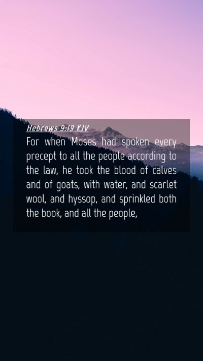 Picture 04 - Hebrews 9:19 KJV Mobile Phone Wallpaper - For when Moses had spoken every precept to all - Mobile Bible Verse Wallpaper