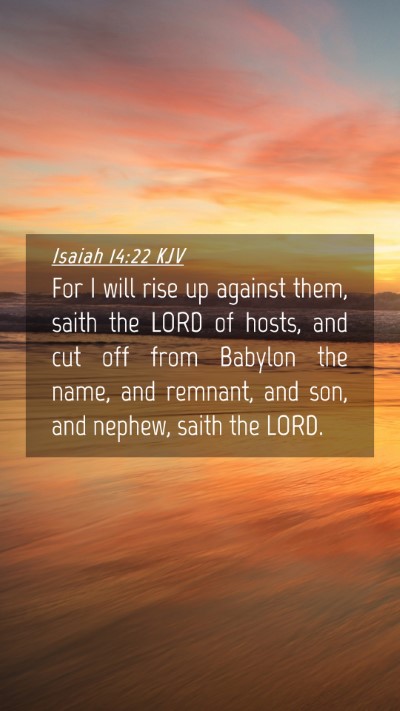 Picture 04 - Isaiah 14:22 KJV Mobile Phone Wallpaper - For I will rise up against them, saith the LORD - Mobile Bible Verse Wallpaper