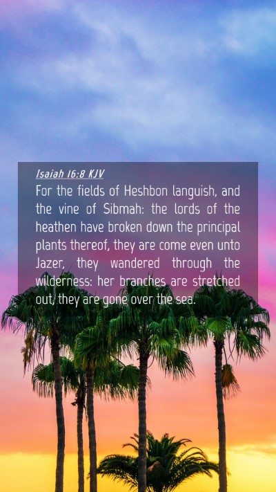 Picture 04 - Isaiah 16:8 KJV Mobile Phone Wallpaper - For the fields of Heshbon languish, and the vine - Mobile Bible Verse Wallpaper