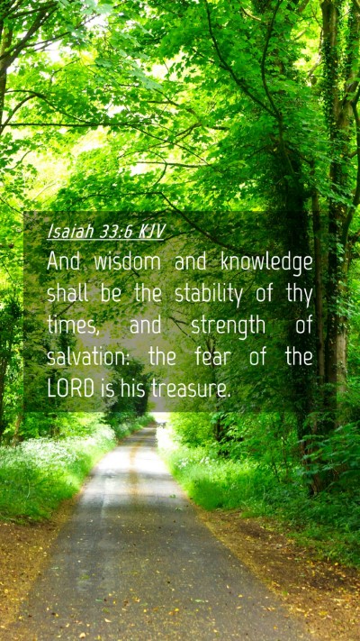 Picture 04 - Isaiah 33:6 KJV Mobile Phone Wallpaper - And wisdom and knowledge shall be the stability - Mobile Bible Verse Wallpaper