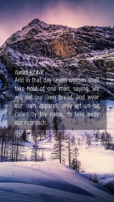 Picture 04 - Isaiah 4:1 KJV Mobile Phone Wallpaper - And in that day seven women shall take hold of - Mobile Bible Verse Wallpaper