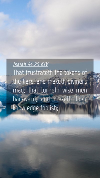 Picture 04 - Isaiah 44:25 KJV Mobile Phone Wallpaper - That frustrateth the tokens of the liars, and - Mobile Bible Verse Wallpaper