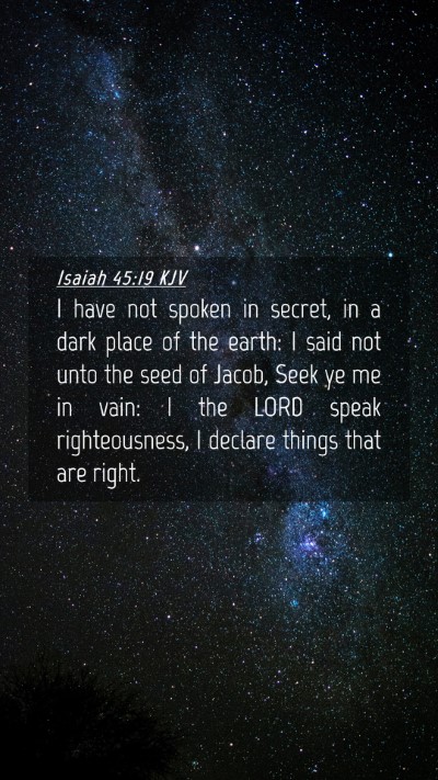 Picture 04 - Isaiah 45:19 KJV Mobile Phone Wallpaper - I have not spoken in secret, in a dark place of - Mobile Bible Verse Wallpaper