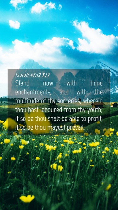 Picture 04 - Isaiah 47:12 KJV Mobile Phone Wallpaper - Stand now with thine enchantments, and with the - Mobile Bible Verse Wallpaper