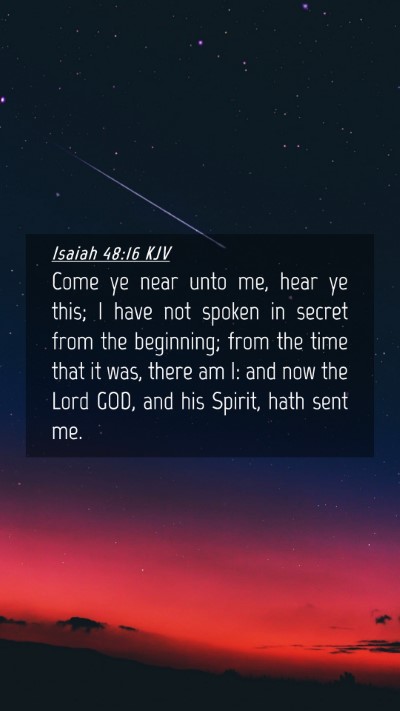Picture 04 - Isaiah 48:16 KJV Mobile Phone Wallpaper - Come ye near unto me, hear ye this; I have not - Mobile Bible Verse Wallpaper