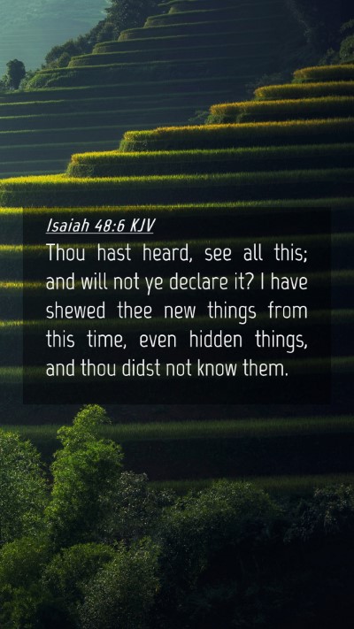 Picture 04 - Isaiah 48:6 KJV Mobile Phone Wallpaper - Thou hast heard, see all this; and will not ye - Mobile Bible Verse Wallpaper
