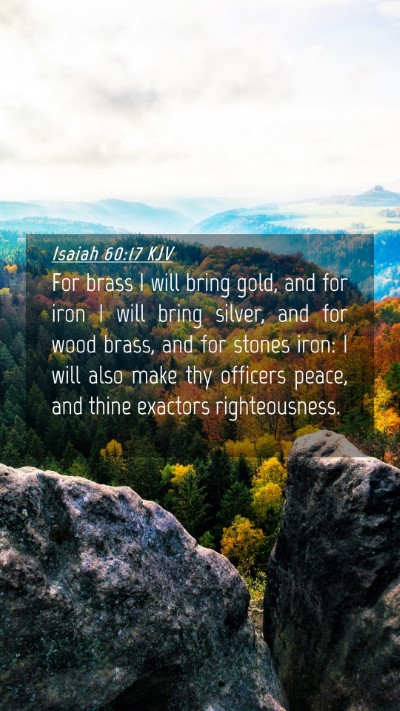 Picture 04 - Isaiah 60:17 KJV Mobile Phone Wallpaper - For brass I will bring gold, and for iron I will - Mobile Bible Verse Wallpaper
