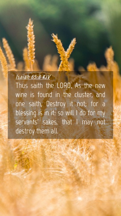Picture 04 - Isaiah 65:8 KJV Mobile Phone Wallpaper - Thus saith the LORD, As the new wine is found in - Mobile Bible Verse Wallpaper