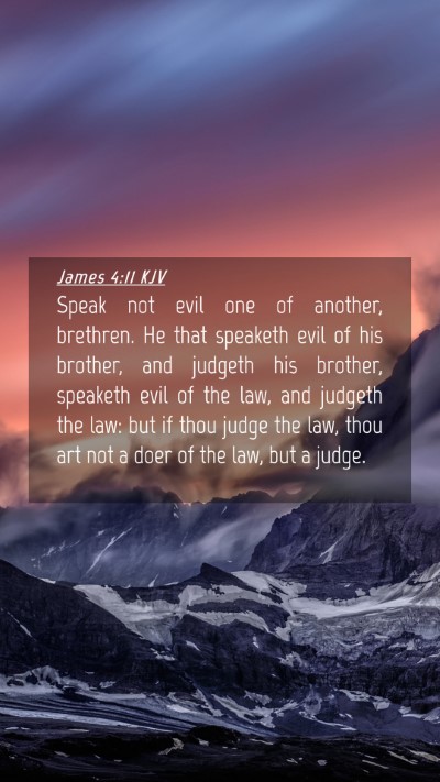 Picture 04 - James 4:11 KJV Mobile Phone Wallpaper - Speak not evil one of another, brethren. He that - Mobile Bible Verse Wallpaper