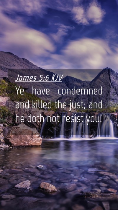 Picture 04 - James 5:6 KJV Mobile Phone Wallpaper - Ye have condemned and killed the just; and he - Mobile Bible Verse Wallpaper
