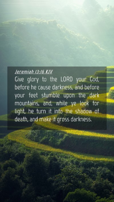 Picture 04 - Jeremiah 13:16 KJV Mobile Phone Wallpaper - Give glory to the LORD your God, before he cause - Mobile Bible Verse Wallpaper