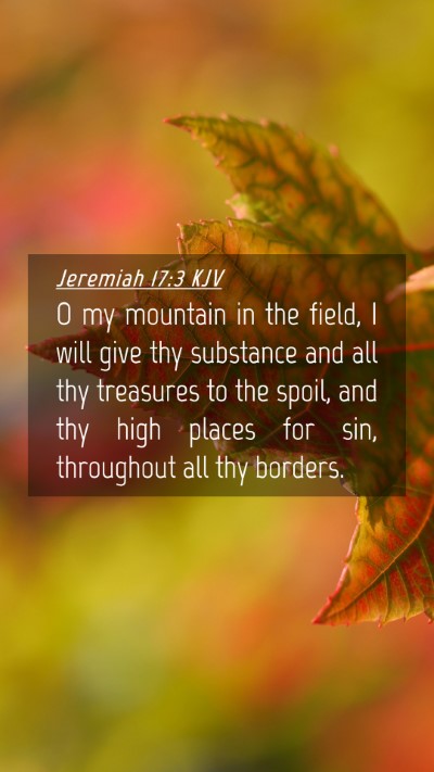 Picture 04 - Jeremiah 17:3 KJV Mobile Phone Wallpaper - O my mountain in the field, I will give thy - Mobile Bible Verse Wallpaper