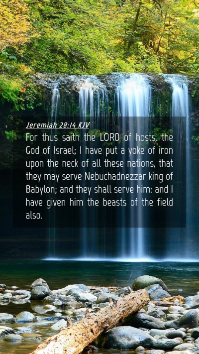 Picture 04 - Jeremiah 28:14 KJV Mobile Phone Wallpaper - For thus saith the LORD of hosts, the God of - Mobile Bible Verse Wallpaper