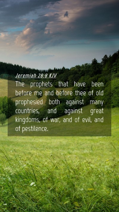 Picture 04 - Jeremiah 28:8 KJV Mobile Phone Wallpaper - The prophets that have been before me and before - Mobile Bible Verse Wallpaper