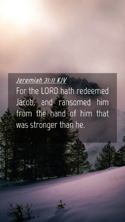 Picture 04 - Jeremiah 31:11 KJV Mobile Phone Wallpaper - For the LORD hath redeemed Jacob, and ransomed - Mobile Bible Verse Wallpaper