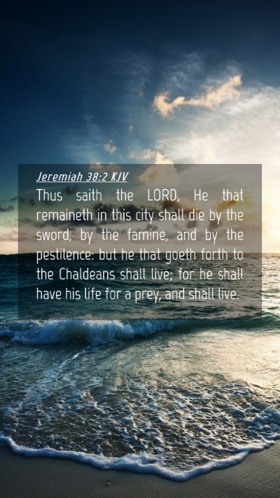 Picture 04 - Jeremiah 38:2 KJV Mobile Phone Wallpaper - Thus saith the LORD, He that remaineth in this - Mobile Bible Verse Wallpaper