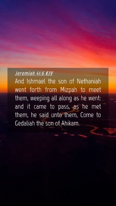 Picture 04 - Jeremiah 41:6 KJV Mobile Phone Wallpaper - And Ishmael the son of Nethaniah went forth from - Mobile Bible Verse Wallpaper
