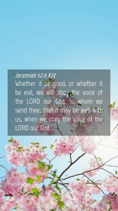 Picture 04 - Jeremiah 42:6 KJV Mobile Phone Wallpaper - Whether it be good, or whether it be evil, we - Mobile Bible Verse Wallpaper