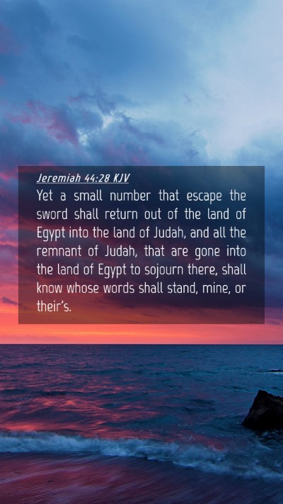 Picture 04 - Jeremiah 44:28 KJV Mobile Phone Wallpaper - Yet a small number that escape the sword shall - Mobile Bible Verse Wallpaper