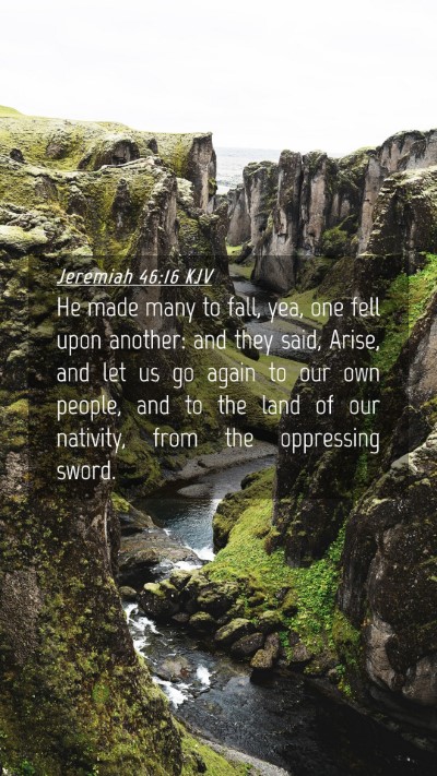 Picture 04 - Jeremiah 46:16 KJV Mobile Phone Wallpaper - He made many to fall, yea, one fell upon another: - Mobile Bible Verse Wallpaper