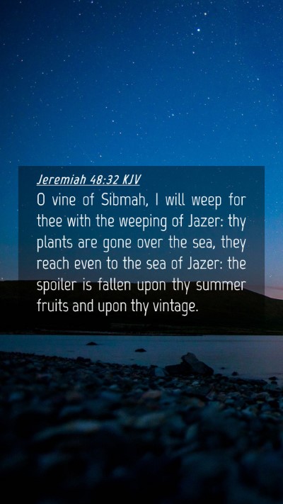 Picture 04 - Jeremiah 48:32 KJV Mobile Phone Wallpaper - O vine of Sibmah, I will weep for thee with the - Mobile Bible Verse Wallpaper
