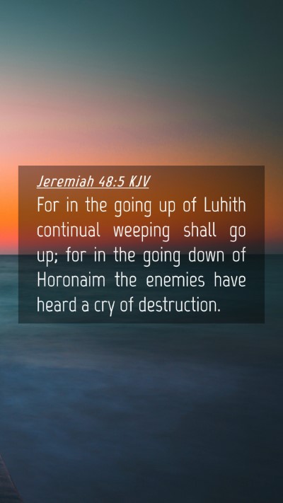 Picture 04 - Jeremiah 48:5 KJV Mobile Phone Wallpaper - For in the going up of Luhith continual weeping - Mobile Bible Verse Wallpaper