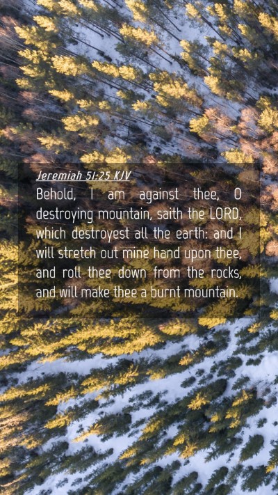 Picture 04 - Jeremiah 51:25 KJV Mobile Phone Wallpaper - Behold, I am against thee, O destroying mountain, - Mobile Bible Verse Wallpaper