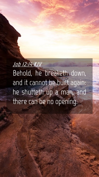 Picture 04 - Job 12:14 KJV Mobile Phone Wallpaper - Behold, he breaketh down, and it cannot be built - Mobile Bible Verse Wallpaper