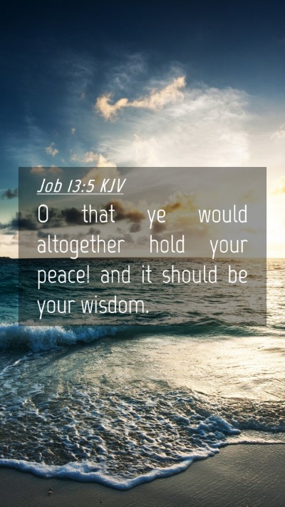 Picture 04 - Job 13:5 KJV Mobile Phone Wallpaper - O that ye would altogether hold your peace! and - Mobile Bible Verse Wallpaper