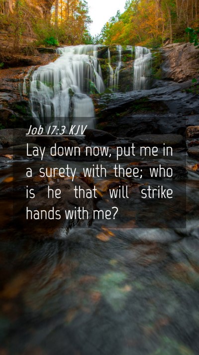 Picture 04 - Job 17:3 KJV Mobile Phone Wallpaper - Lay down now, put me in a surety with thee; who - Mobile Bible Verse Wallpaper