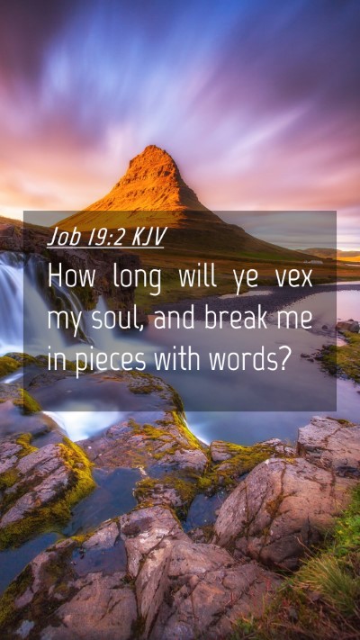 Picture 04 - Job 19:2 KJV Mobile Phone Wallpaper - How long will ye vex my soul, and break me in - Mobile Bible Verse Wallpaper