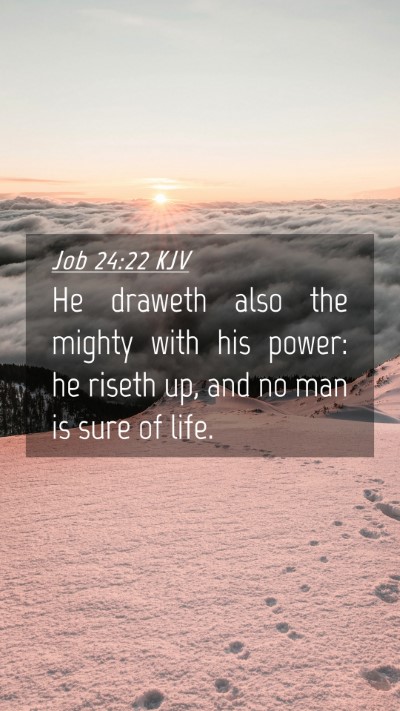 Picture 04 - Job 24:22 KJV Mobile Phone Wallpaper - He draweth also the mighty with his power: he - Mobile Bible Verse Wallpaper