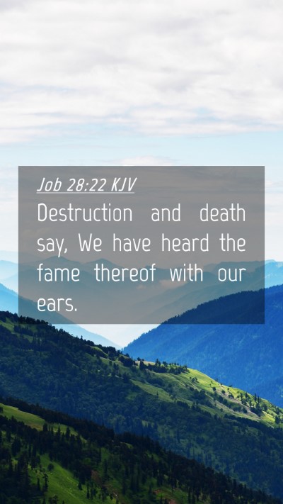 Picture 04 - Job 28:22 KJV Mobile Phone Wallpaper - Destruction and death say, We have heard the fame - Mobile Bible Verse Wallpaper