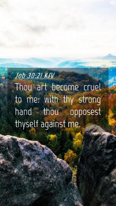 Picture 04 - Job 30:21 KJV Mobile Phone Wallpaper - Thou art become cruel to me: with thy strong hand - Mobile Bible Verse Wallpaper