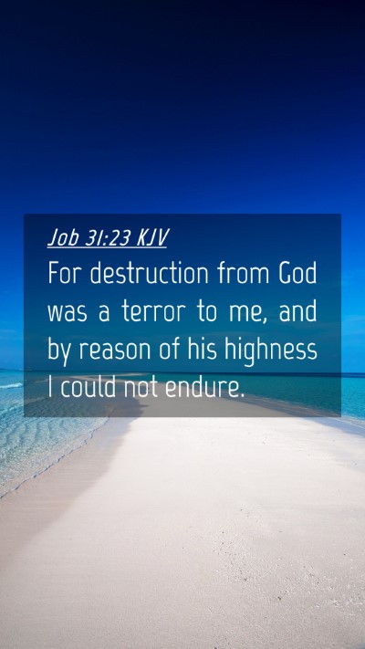 Picture 04 - Job 31:23 KJV Mobile Phone Wallpaper - For destruction from God was a terror to me, and - Mobile Bible Verse Wallpaper