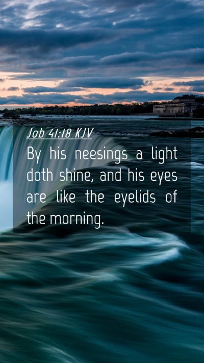 Picture 04 - Job 41:18 KJV Mobile Phone Wallpaper - By his neesings a light doth shine, and his eyes - Mobile Bible Verse Wallpaper