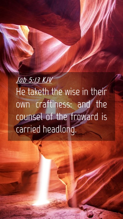 Picture 04 - Job 5:13 KJV Mobile Phone Wallpaper - He taketh the wise in their own craftiness: and - Mobile Bible Verse Wallpaper